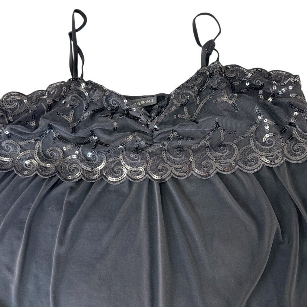 Lane Bryant Camisole Top Womens 22/24 Black Excellent Sequin Mesh Glam Camisole